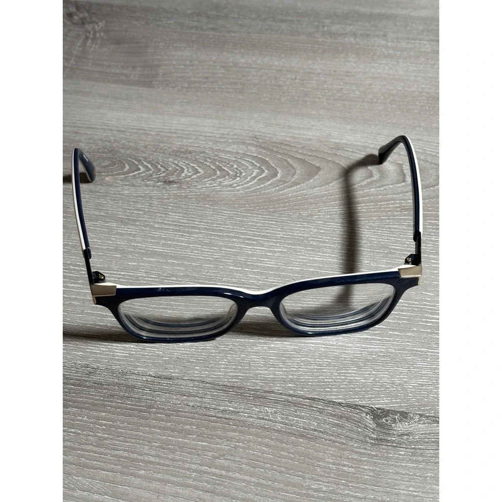 Diane von Furstenberg DVF5105 Navy Blue White Rectangular Eyeglass Frames Sleek
